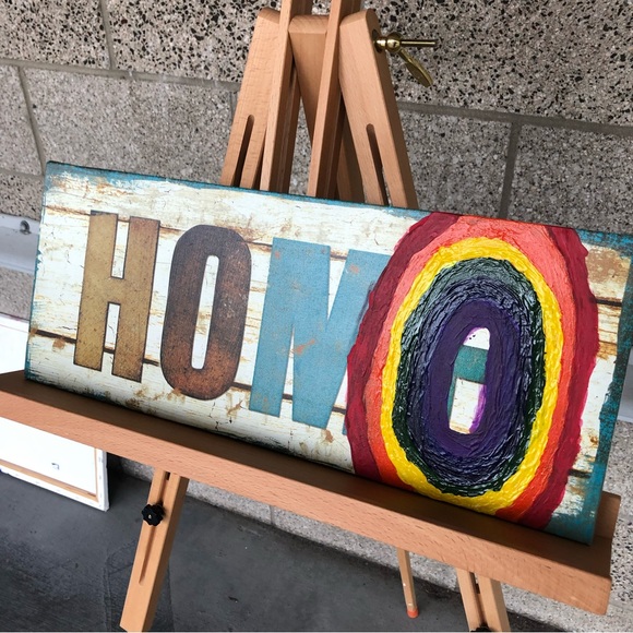 “Homo Is Where The Heart Is” - 20 x 8 Rainbow Flag Gay Wall Art Decor - Picture 5 of 5